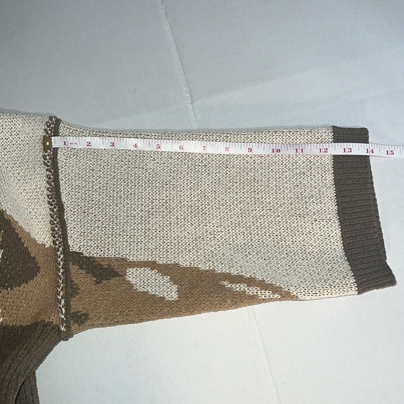 POL Cropped Mixed Knit Hoodie Oversized Cozy Soft ColorBlock Sweater Olive/ivory - Picture 7 of 12